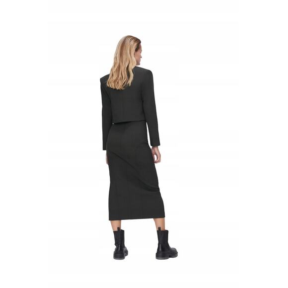 NWT ZARA Crop Blazer with Gold Buttons XS Dark Gray - Picture 3 of 12